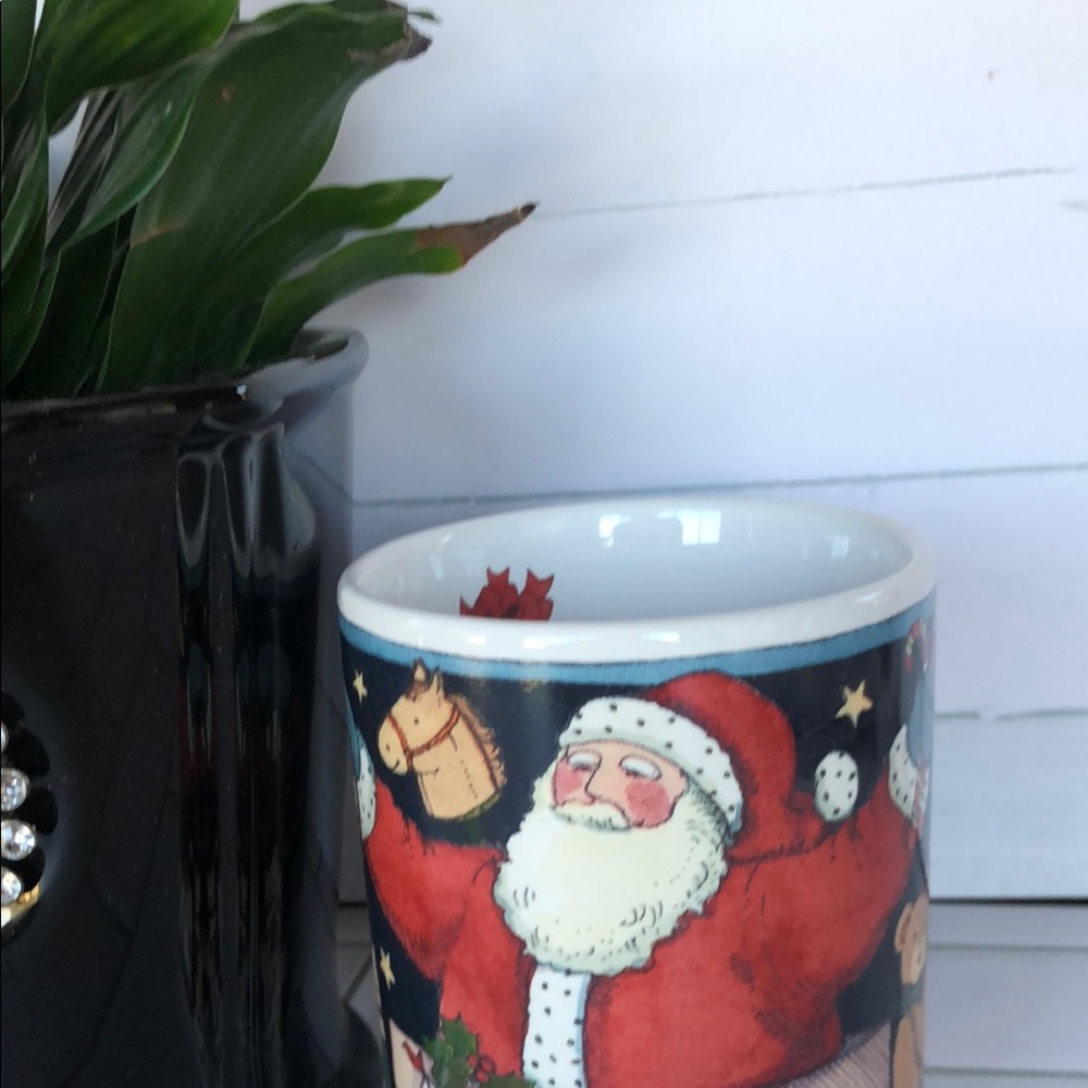 Festive Santa Ceramic  Mug - Red Holiday Design